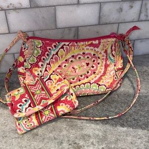 Vera Bradley small purse (8” x  5”) with matching tri-fold wallet